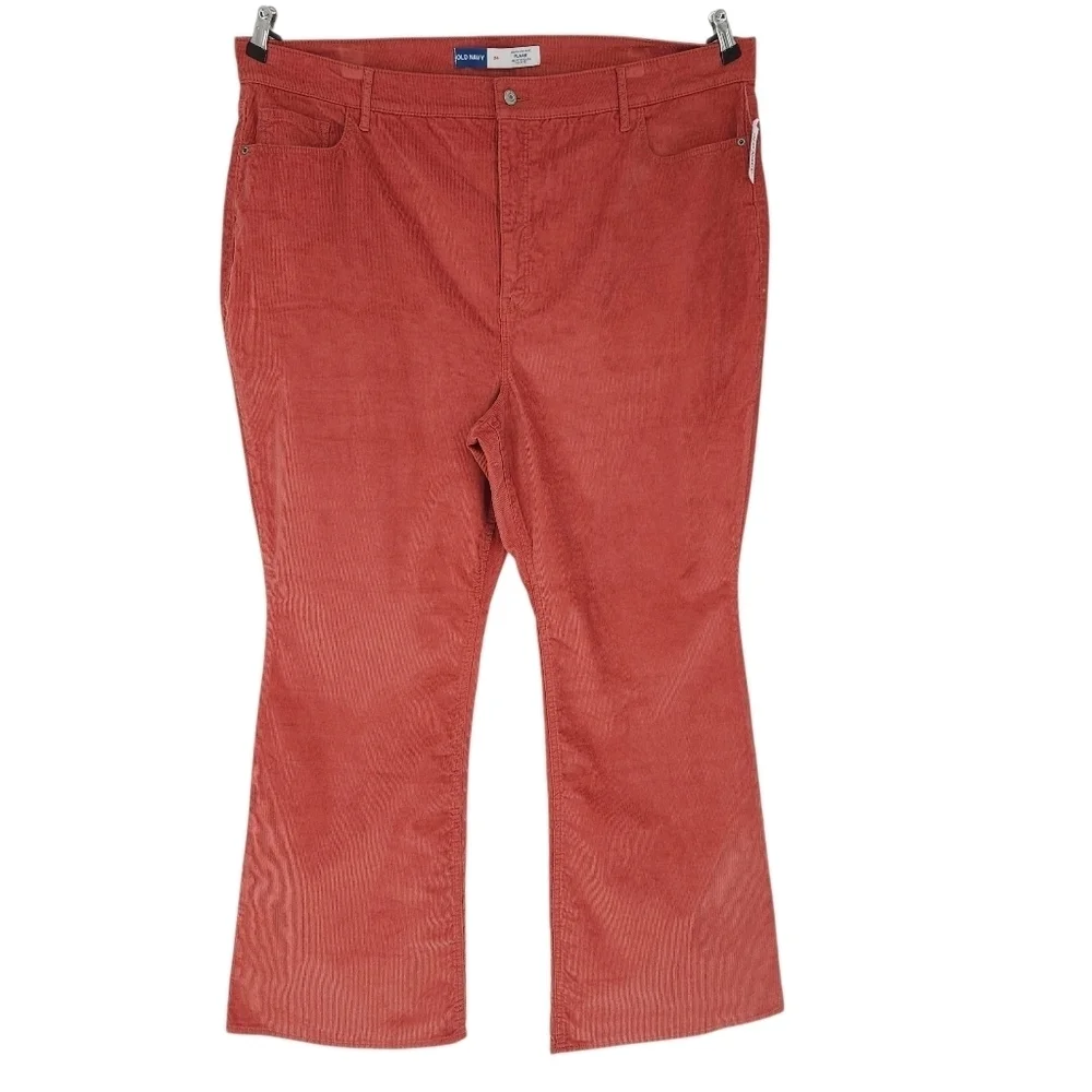 Old Navy Flare Corduroy Pants Spice Girl  Orange Higher High Rise 24